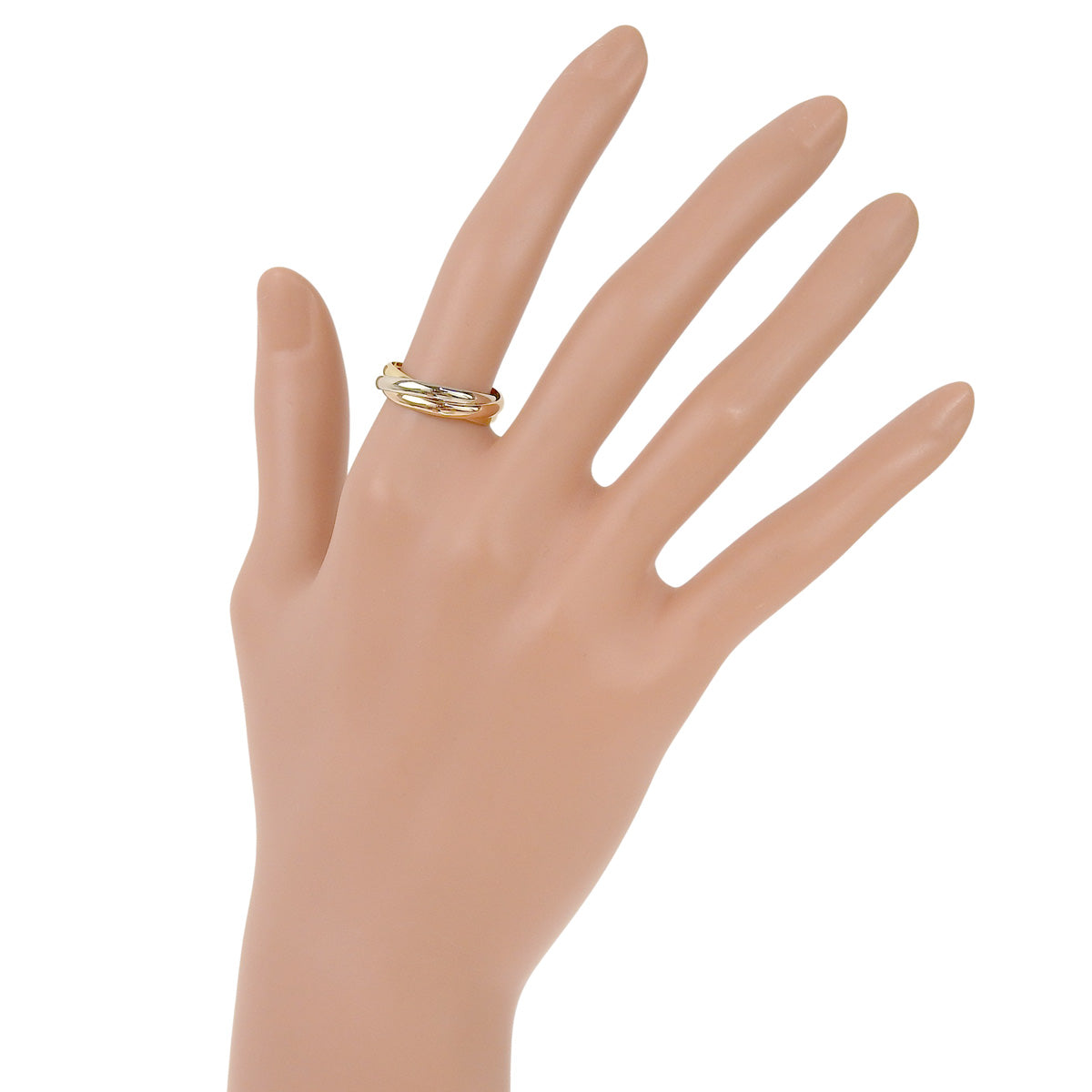 三位一体戒指小号款式,有黄金、白金和玫瑰金(18K)三种材质可选。