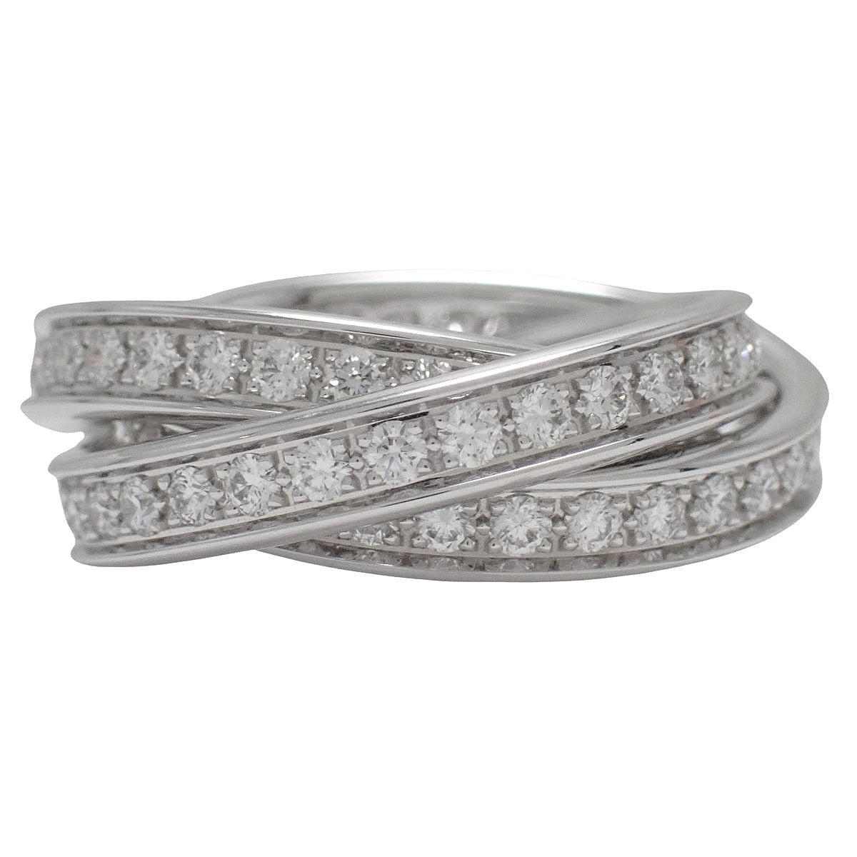 Trinity Three Bangles Full Diamond Ring in 18K White Gold