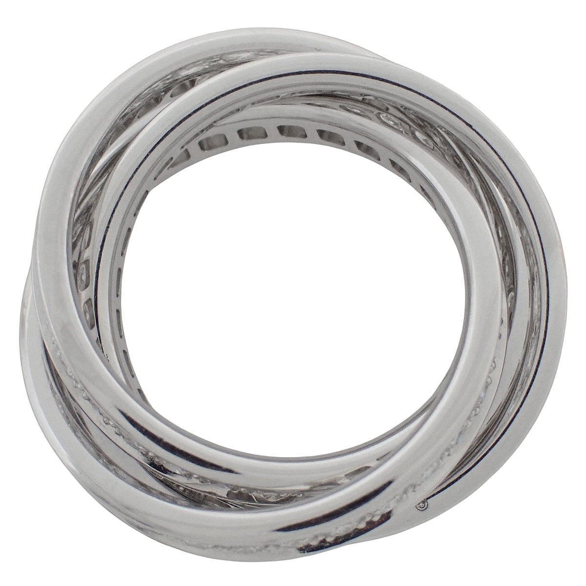 Trinity Three Bangles Full Diamond Ring in 18K White Gold