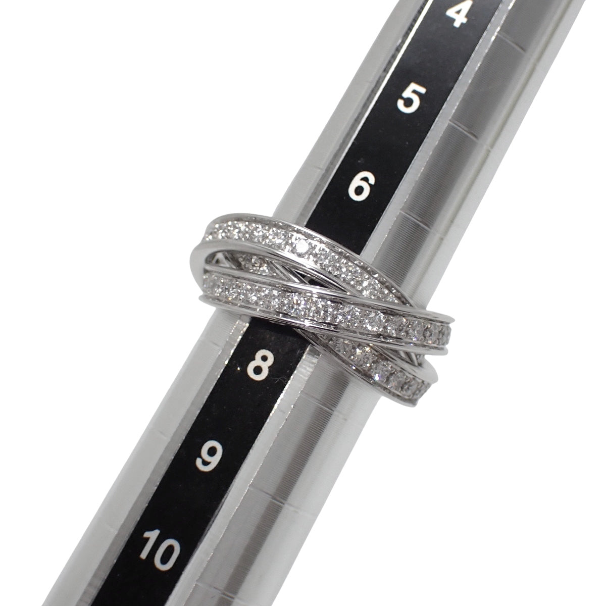 Trinity Three Bangles Full Diamond Ring in 18K White Gold