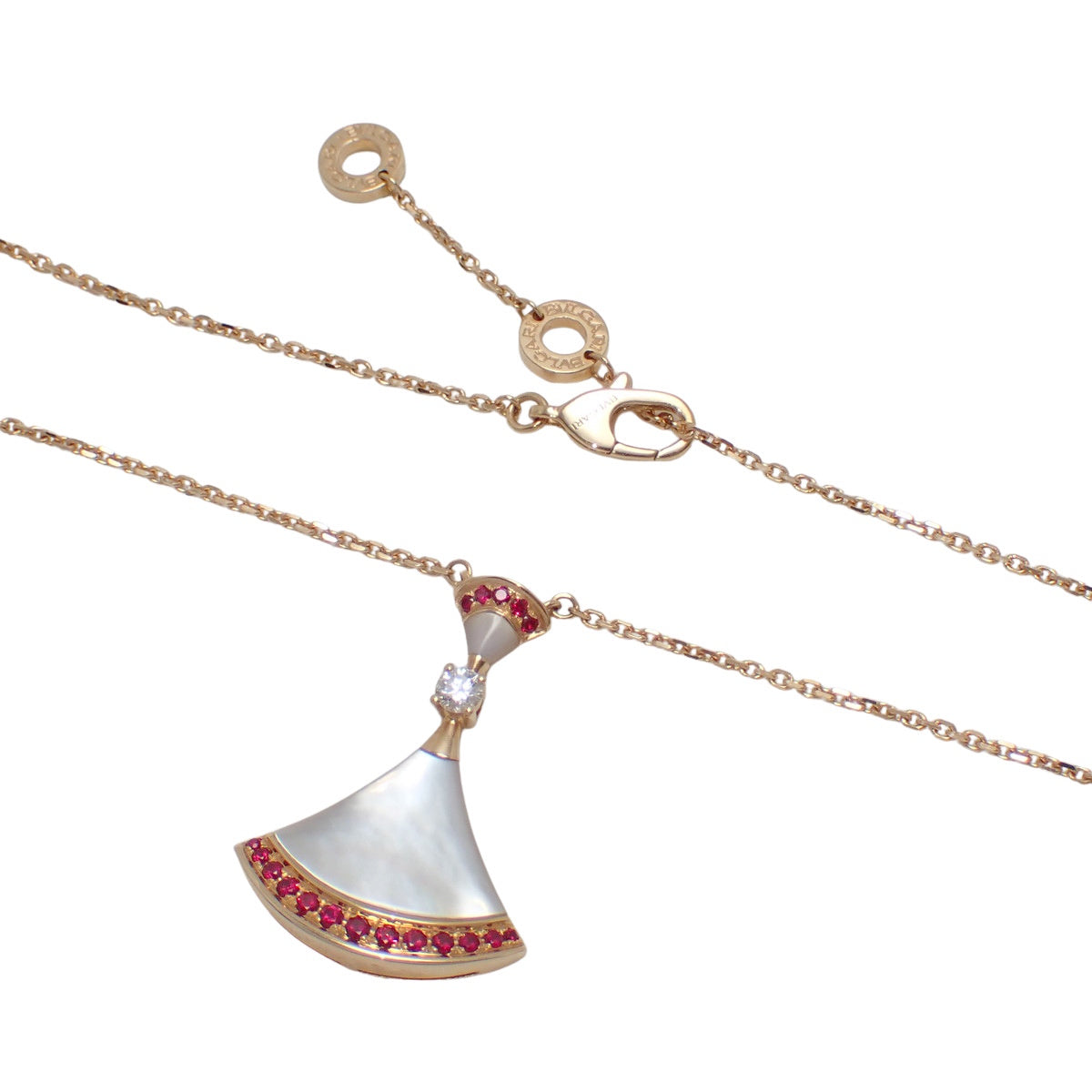 Diva Dream Necklace, Diamond/Ruby/White Mother-of-Pearl, Pink Gold (18K PG)
