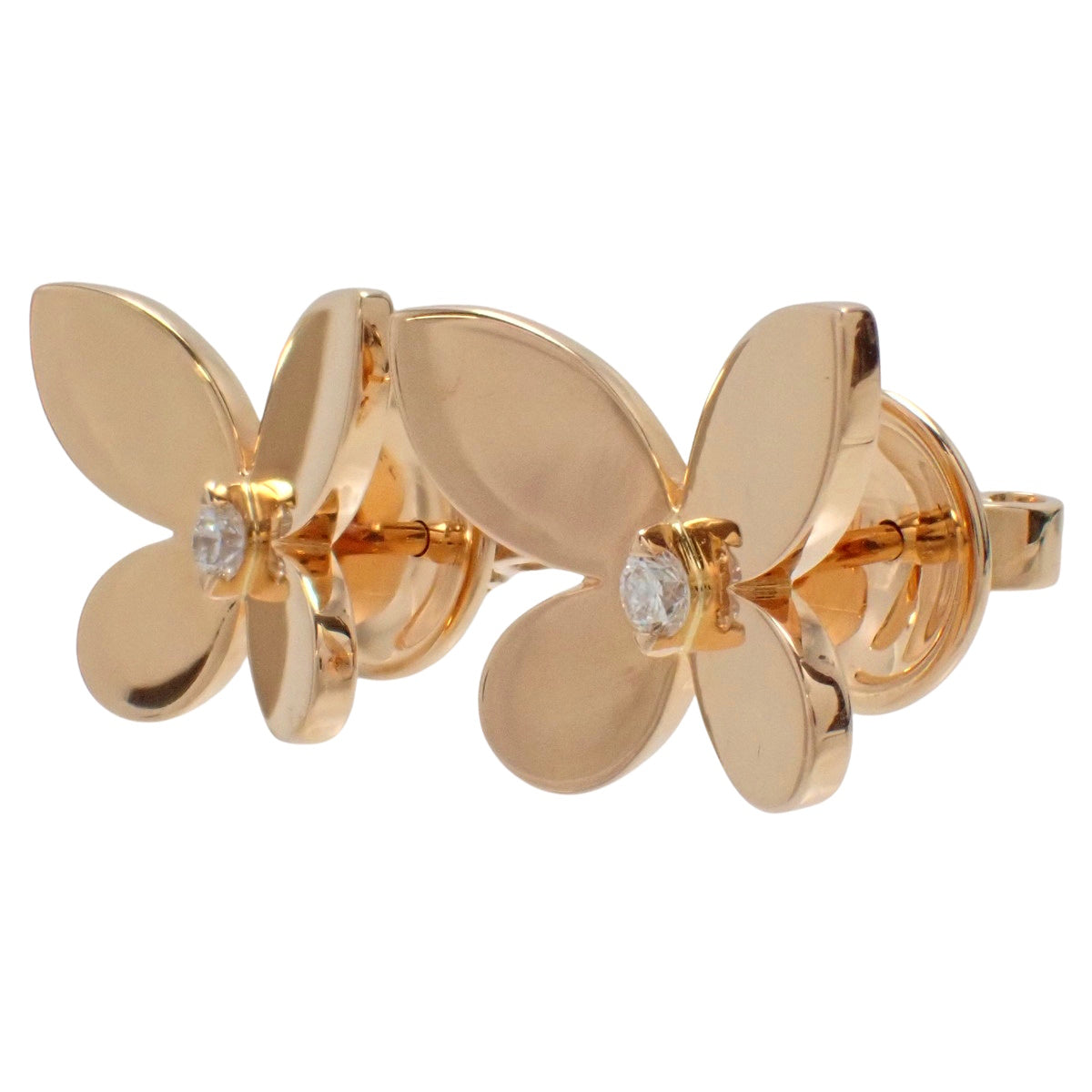 Mini Butterfly Stud Earrings, Diamond, Pink Gold (K18PG)