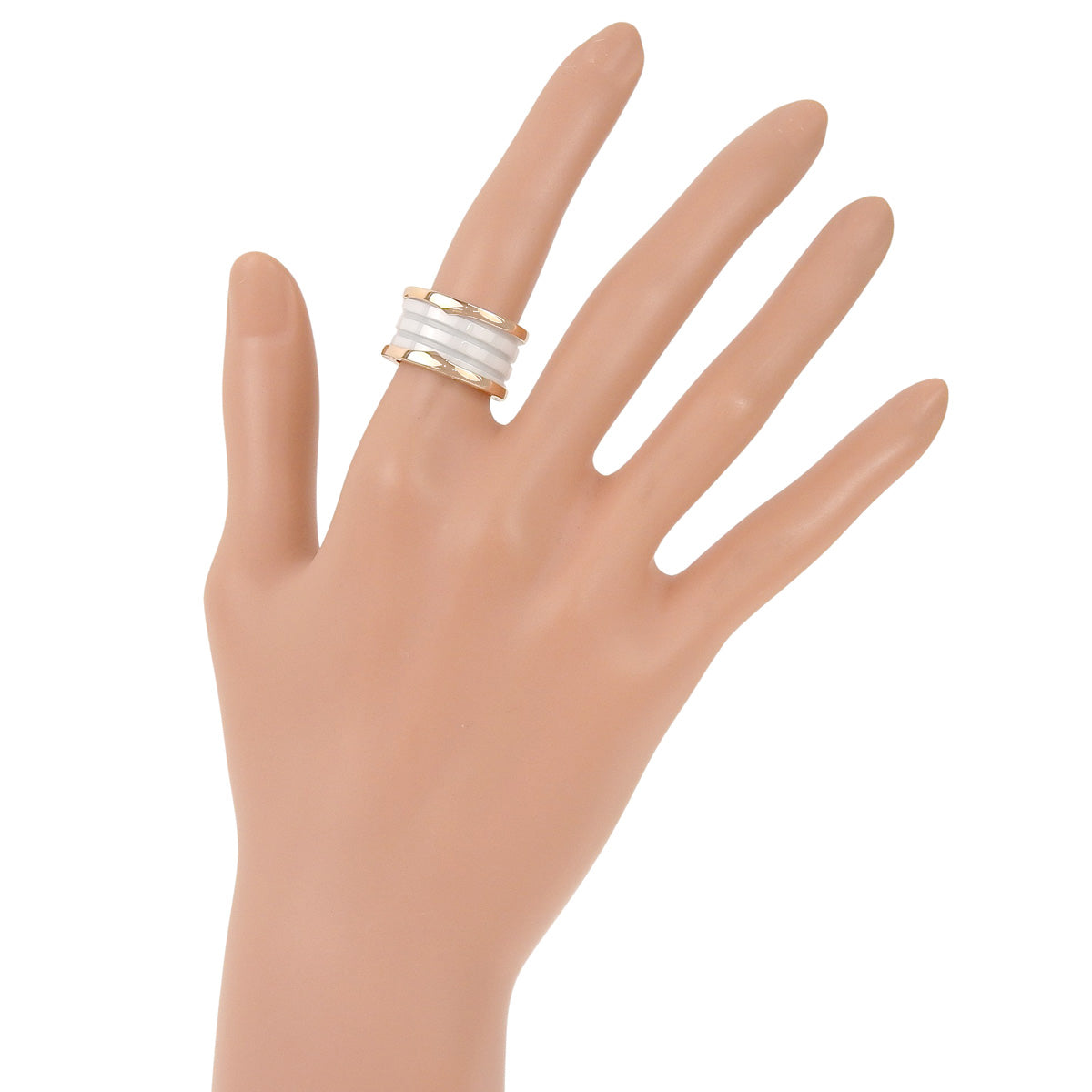 ビー・ゼロワン リング ピンクゴールド K18PG ホワイトセラミック