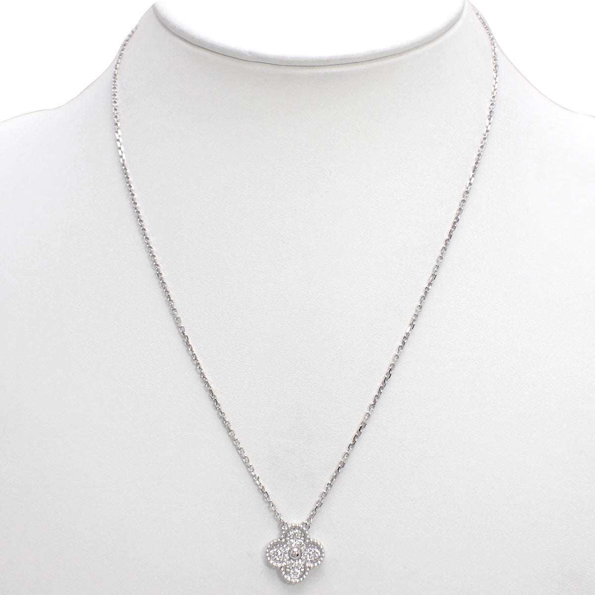 Vintage Alhambra Pendant, Diamond, White Gold (K18WG), Pave Setting