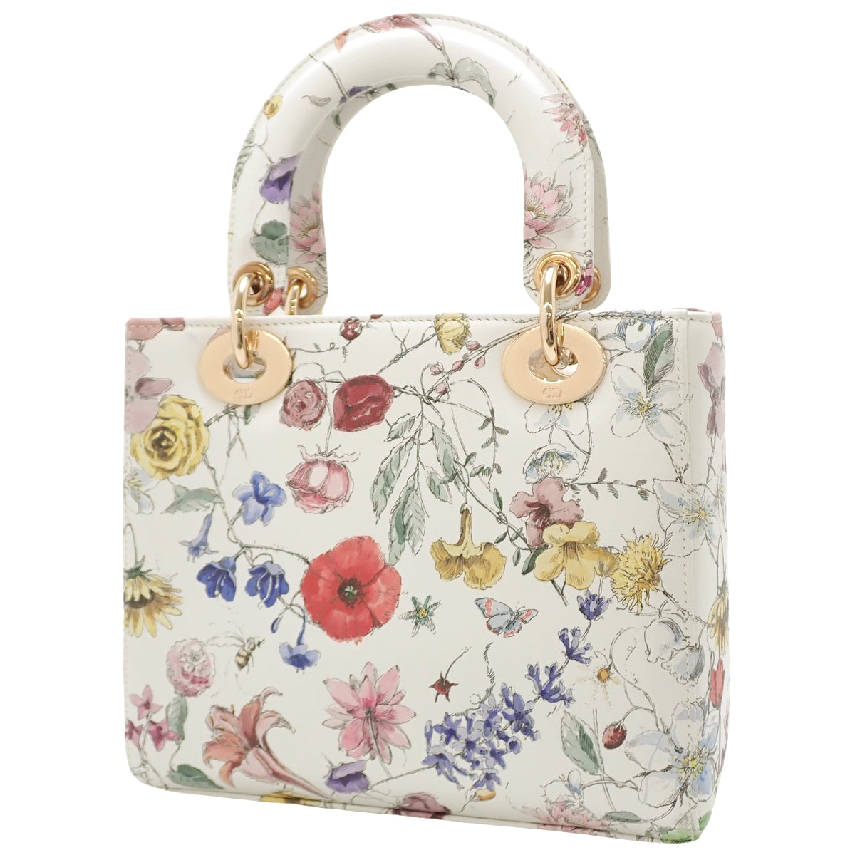Lady Dior 白色和多色小号皮革包