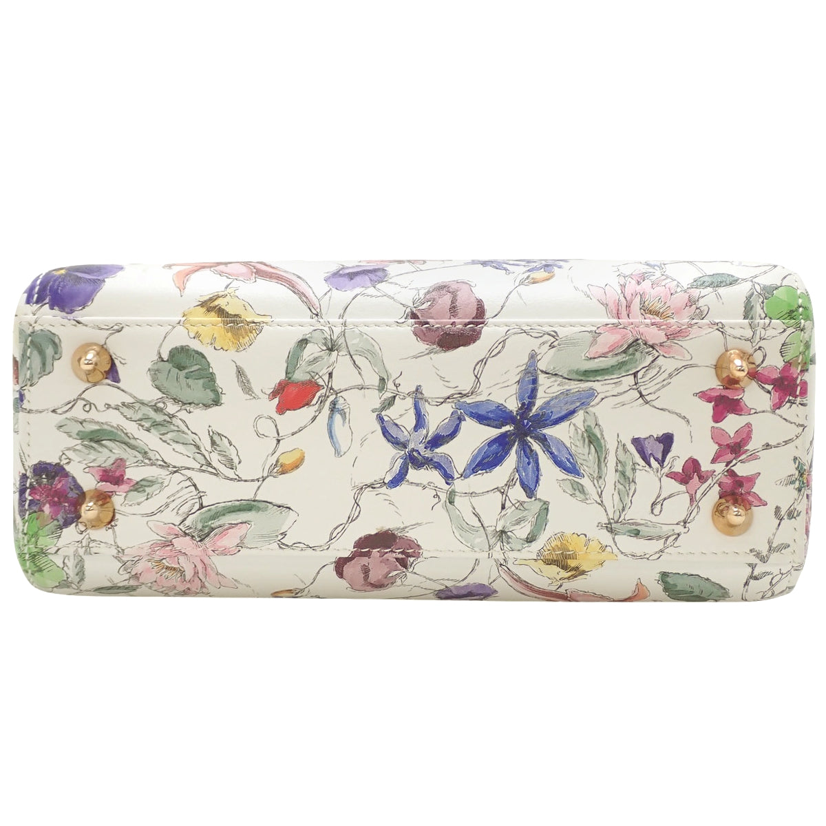 Lady Dior Small Leather Bag, White, Multicolor