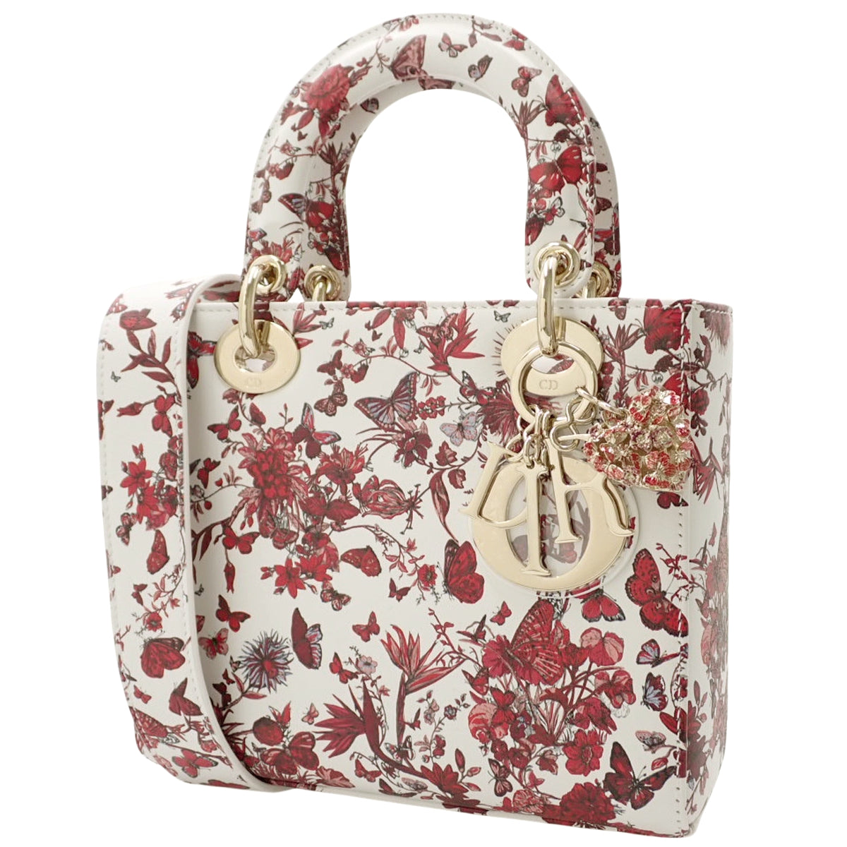 ファイナルセール❗️早い者勝ちです✨LADY DIOR レディディオール レディディオール スモール レザー ホワイト レッド