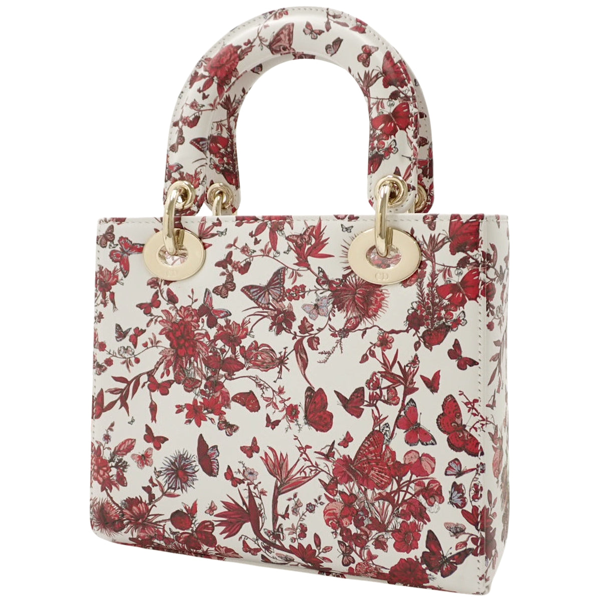 レディディオール スモール レザー ホワイト レッド