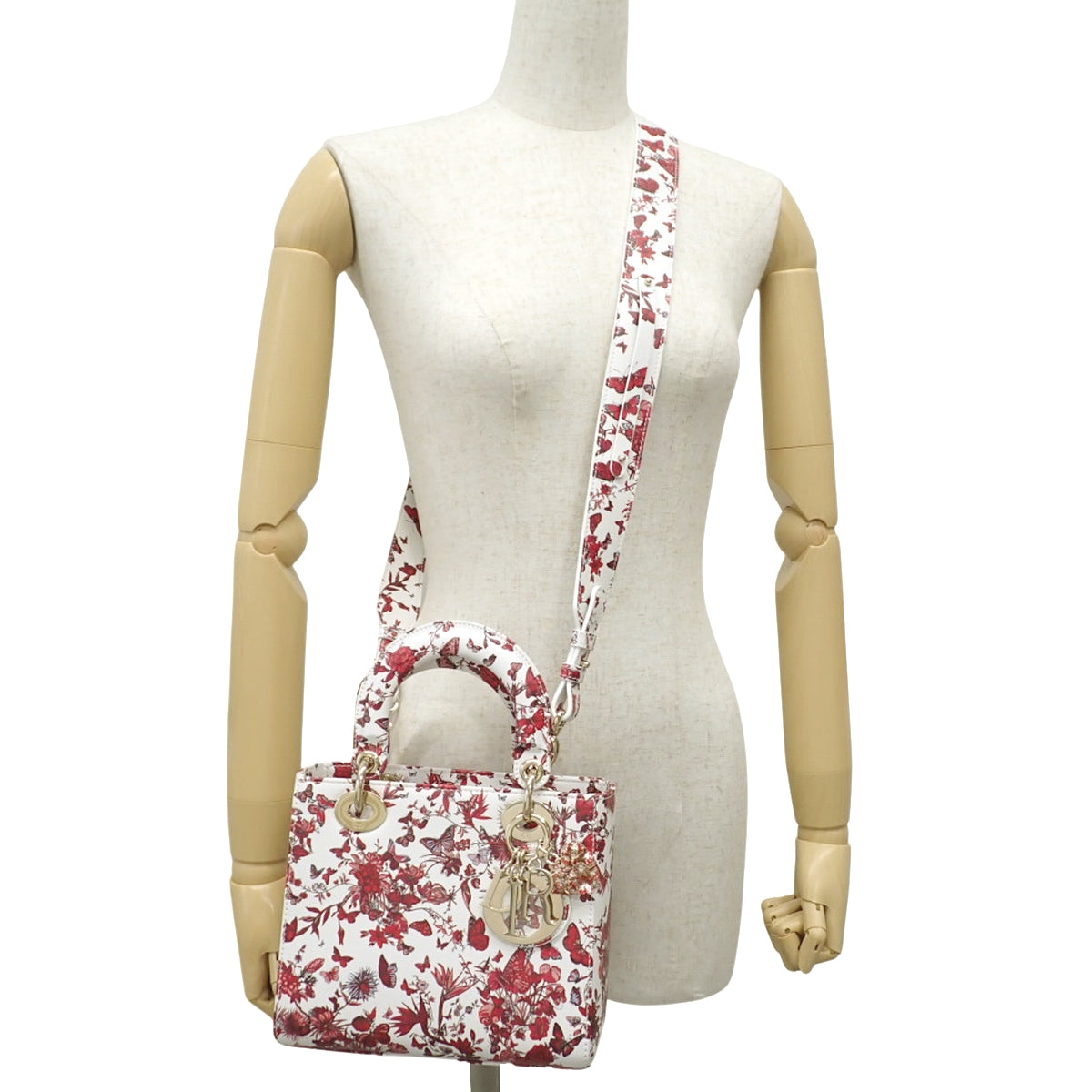 Lady Dior 小号皮革白色红色