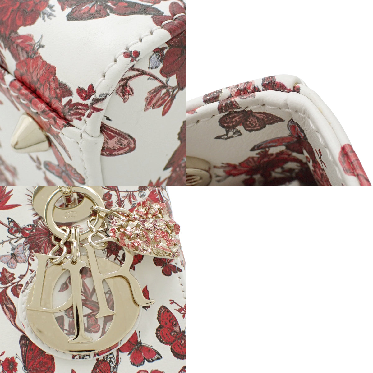 Lady Dior 小号皮革白色红色