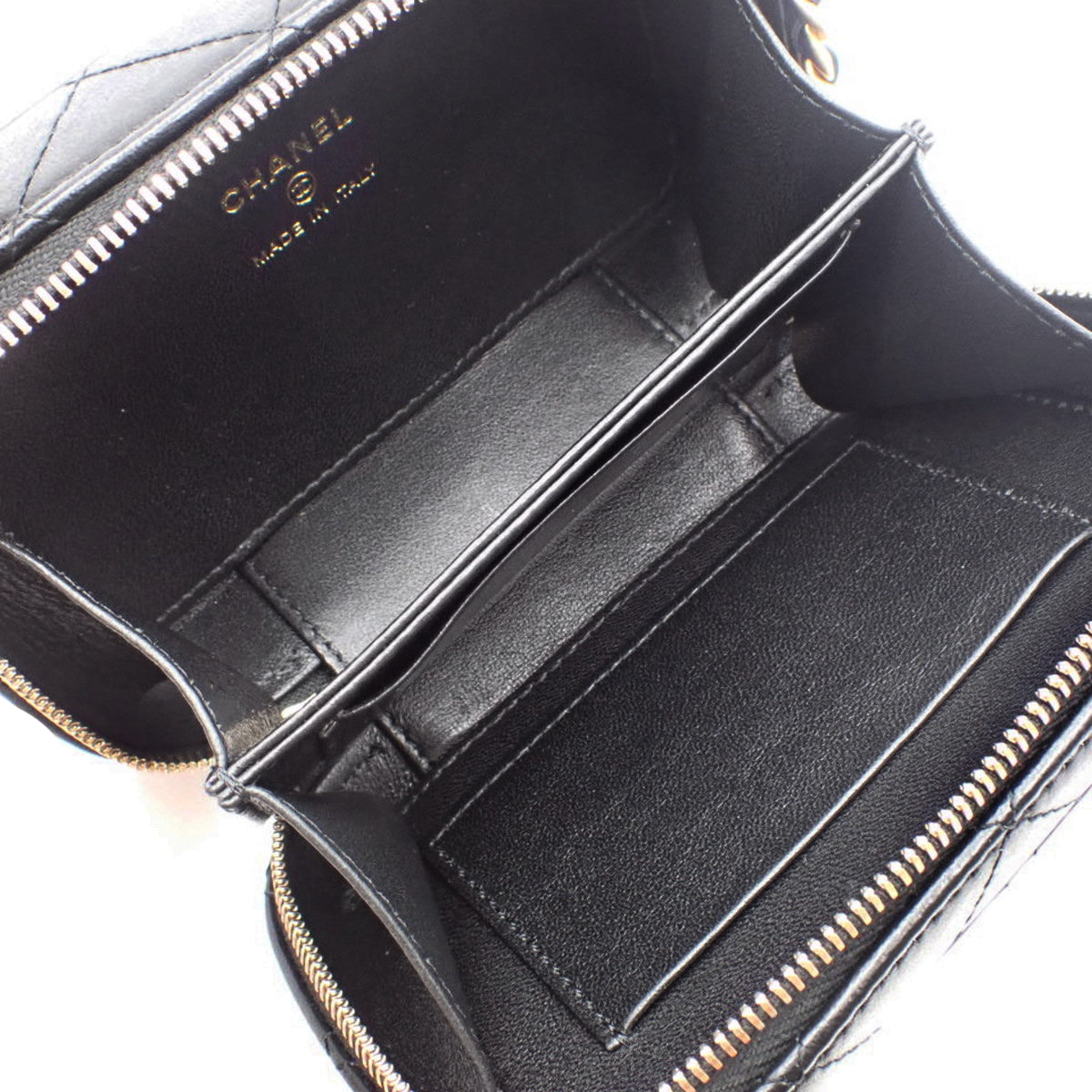 Matelasse Coco Mark Top Handle Chain Shoulder Bag, Lambskin, Black, AS3319