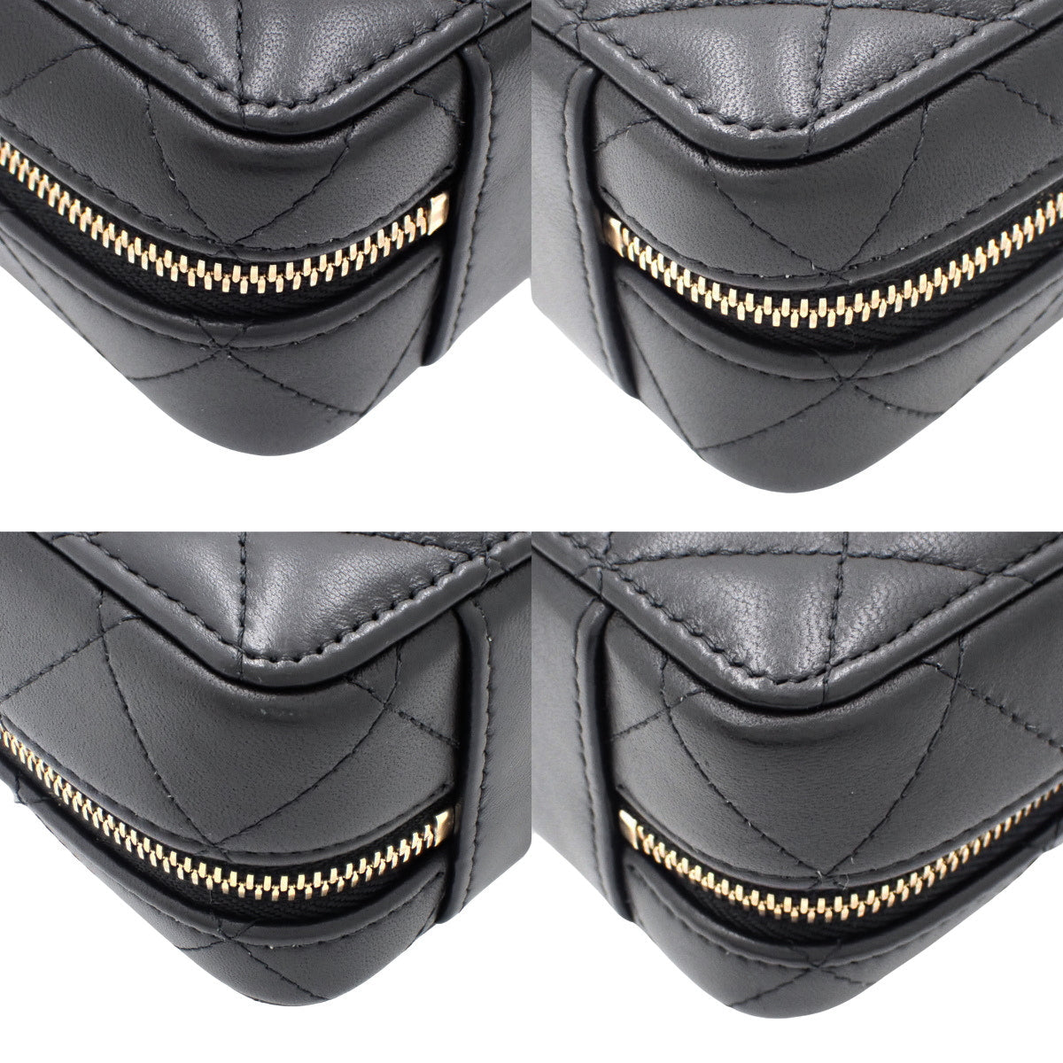 Matelasse Coco Mark Top Handle Chain Shoulder Bag, Lambskin, Black, AS3319