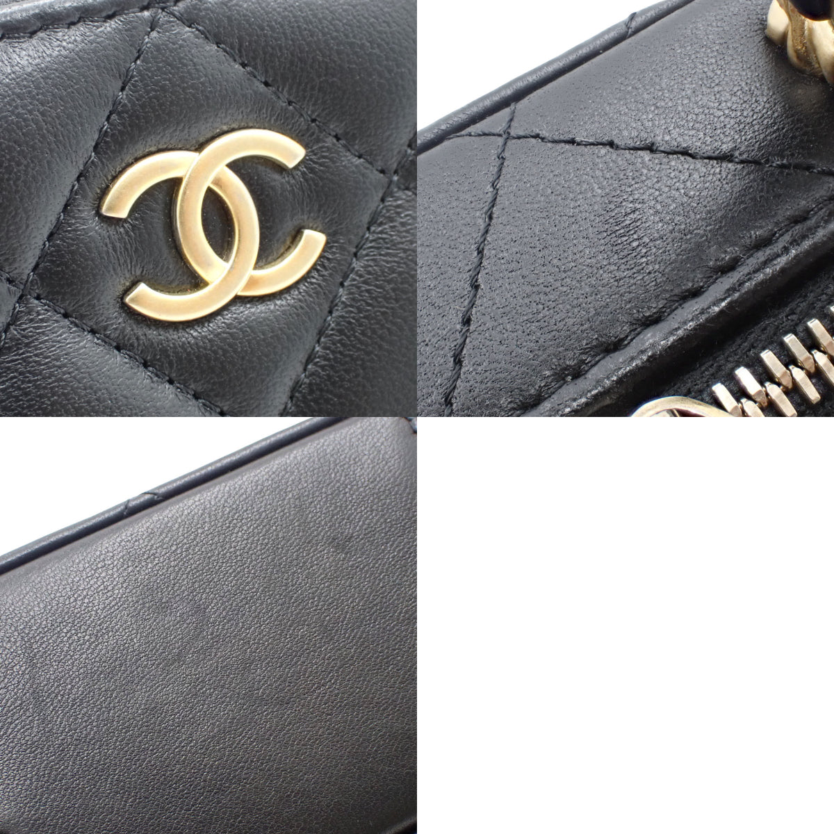 Matelasse Coco Mark Top Handle Chain Shoulder Bag, Lambskin, Black, AS3319