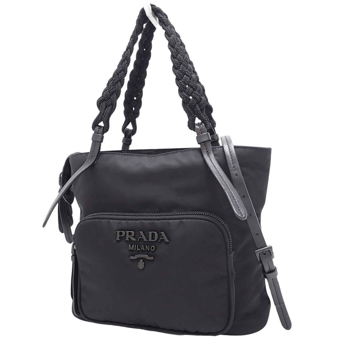 2-Way Nylon Handbag, Black, 1BA207
