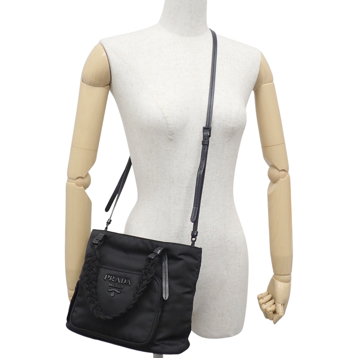 两用手提包,尼龙材质,黑色,1BA207