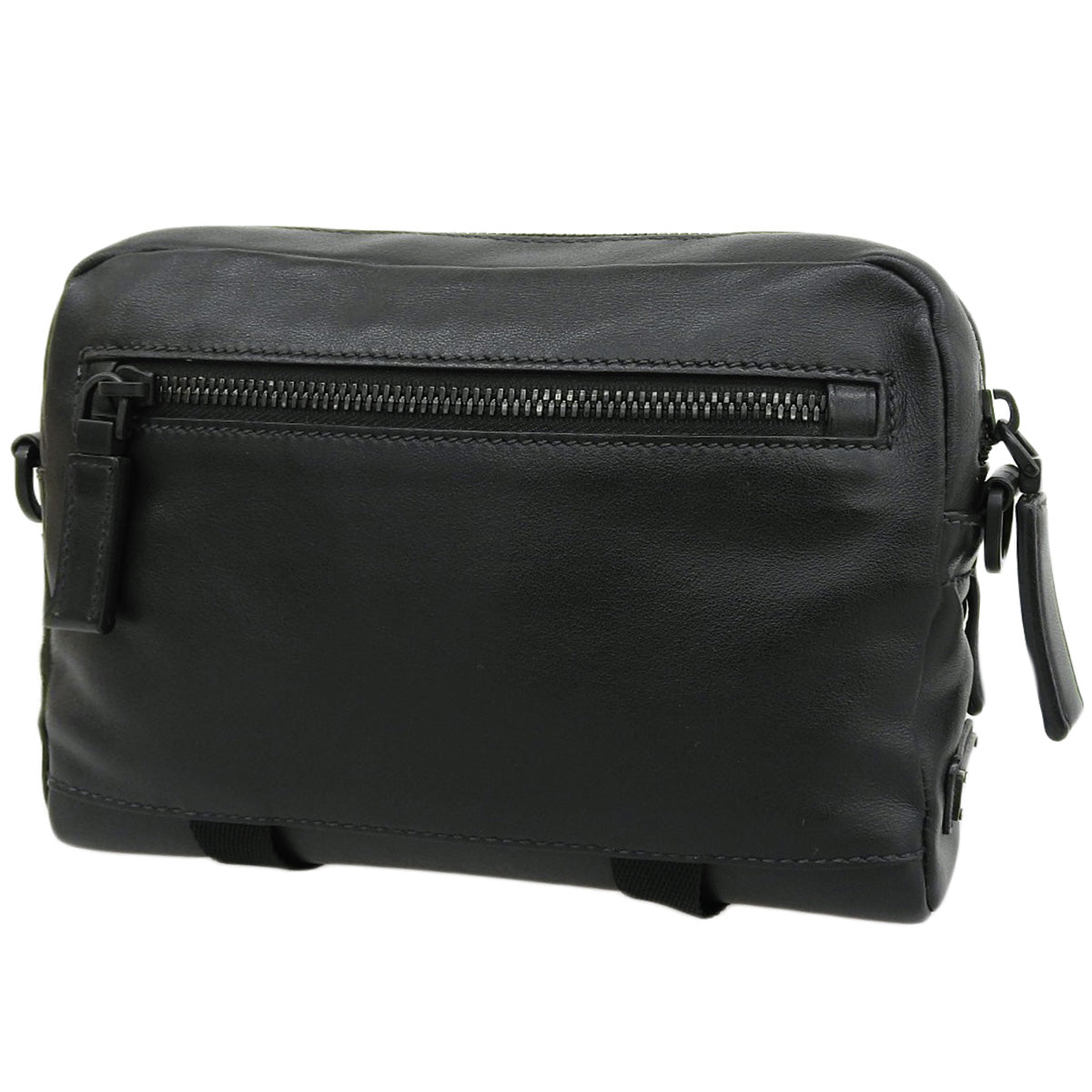 ロゴプレートショルダーバッグ カーフ ブラック 2VH043