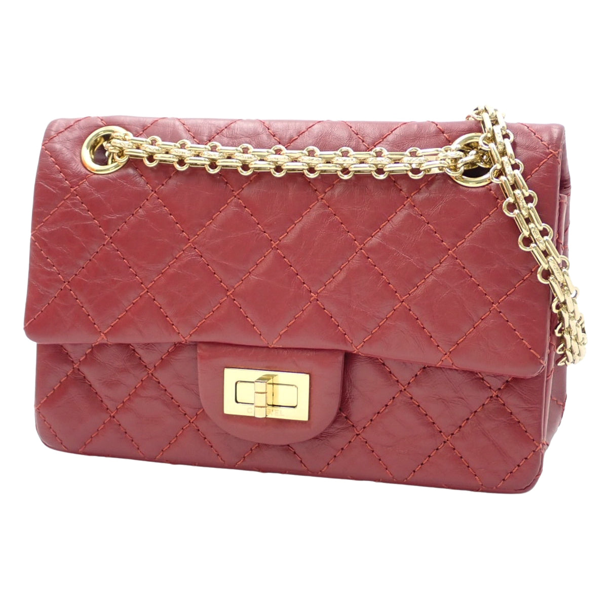 2.55/Matelasse 链条单肩包 小牛皮 红色 AS0874