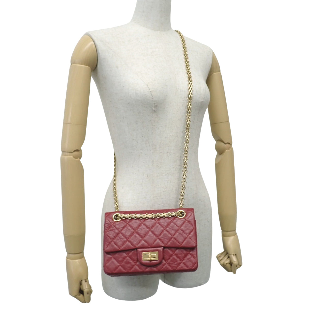 2.55/Matelasse 链条单肩包 小牛皮 红色 AS0874