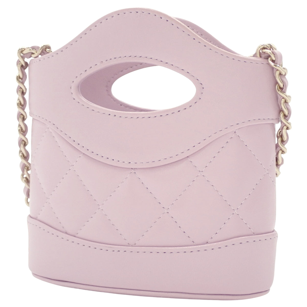 Matelasse Coco标志迷你链条单肩包,羊皮,浅紫色,AP3924