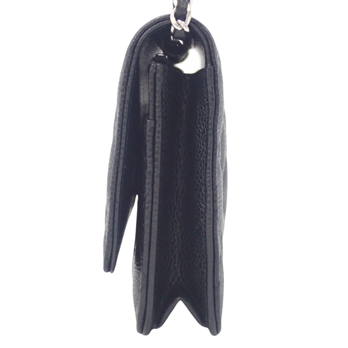 香奈儿经典款链条钱包,鱼子酱纹皮革,黑色,AP0250