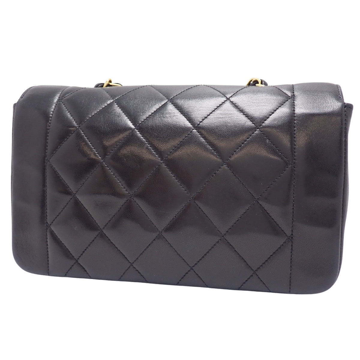 Matelasse Diana 22 Chain Shoulder Bag, Lambskin, Black
