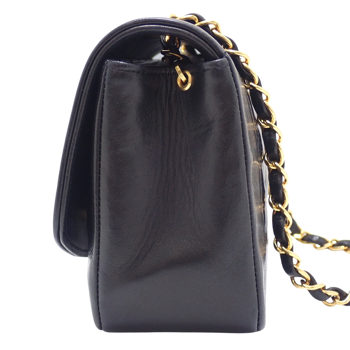 Matelasse Diana 22 Chain Shoulder Bag, Lambskin, Black
