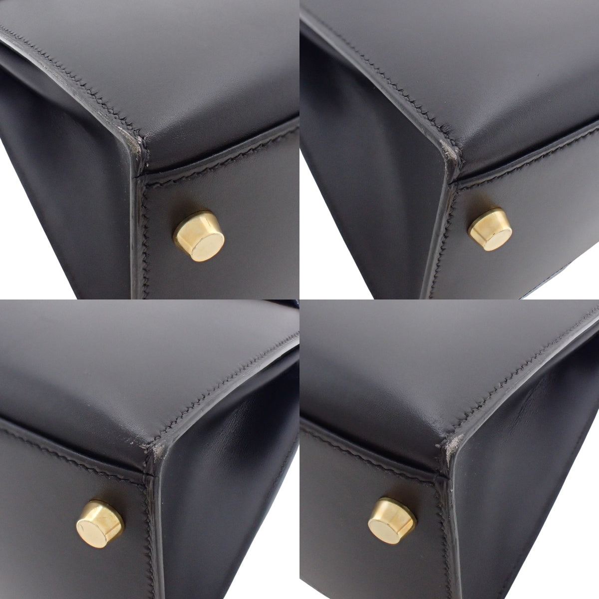 Kelly 28 (Exterior Stitched) Box Calfskin, Black, Gold Hardware, 〇Z Stamp