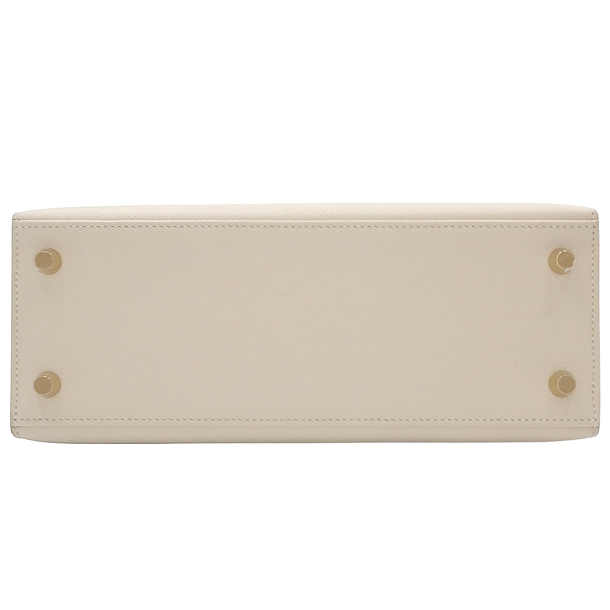 Kelly 25 (Exterior Stitched) Epsom Calfskin Leather, Cream, Gold Hardware, Y Stamp