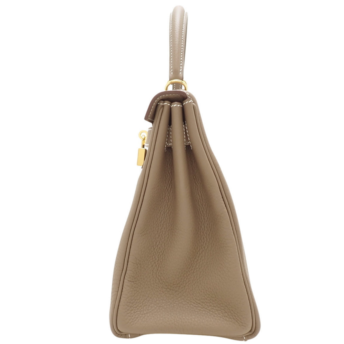 Kelly 28 (inner-stitched) Togo leather, Etoupe/Etoupe color, gold hardware, B stamp.