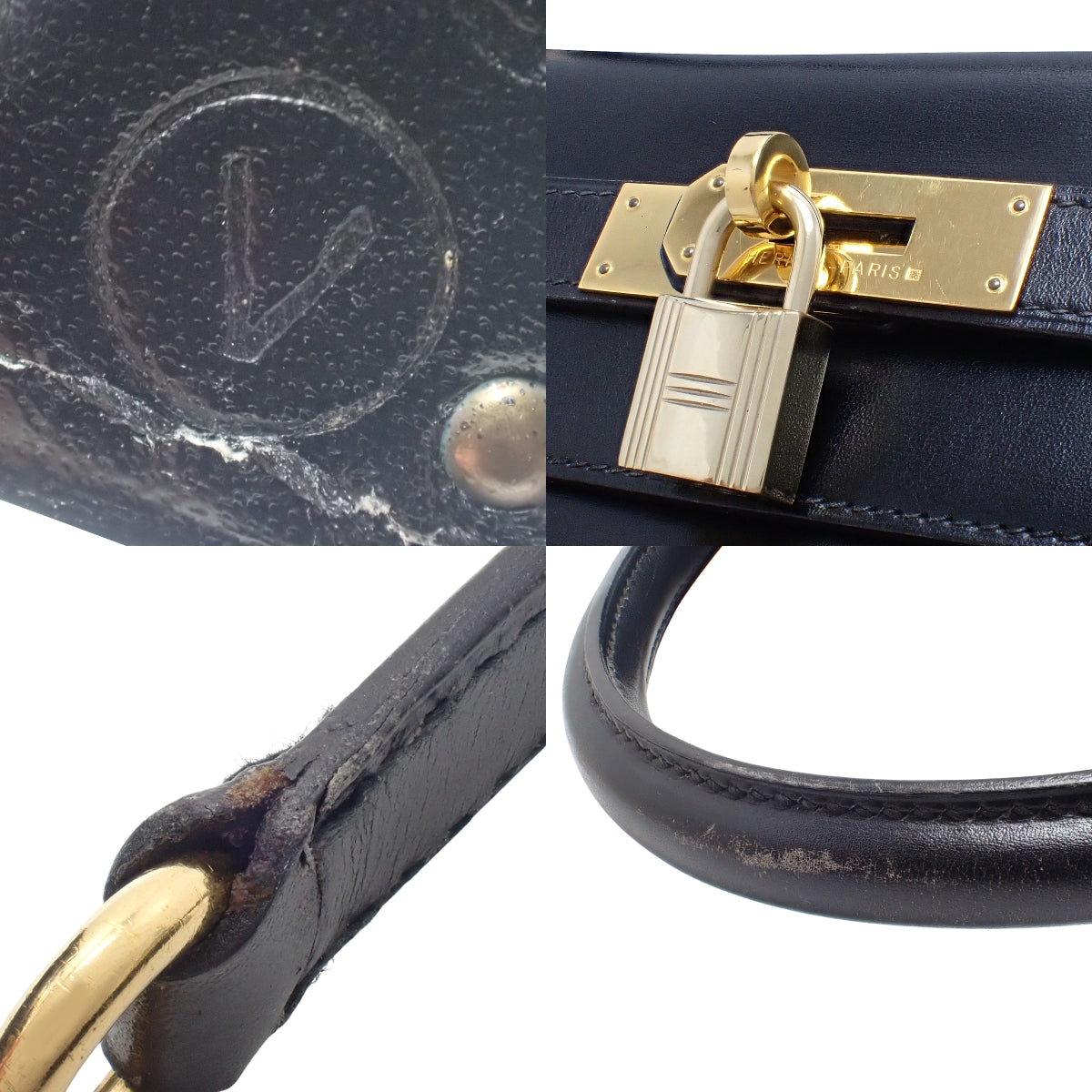 Kelly 32 (inner-stitched) Box Calf Black Gold Hardware 〇V stamp