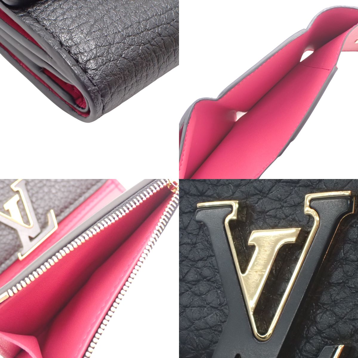 Portefeuille Capucine XS, Triomphe Leather, Black, M68587