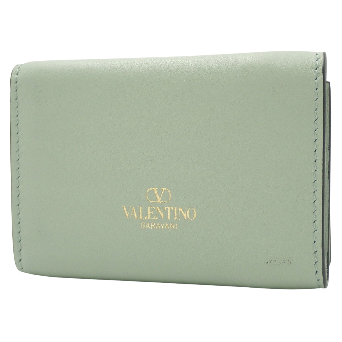 Studded Tri-Fold Wallet, Leather, Green, 3W2P0Q47BOL