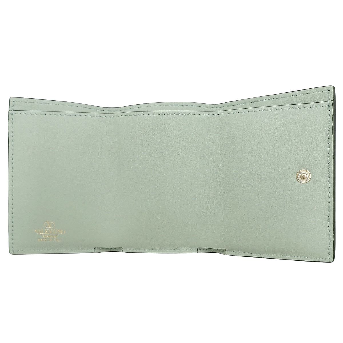 Studded Tri-Fold Wallet, Leather, Green, 3W2P0Q47BOL
