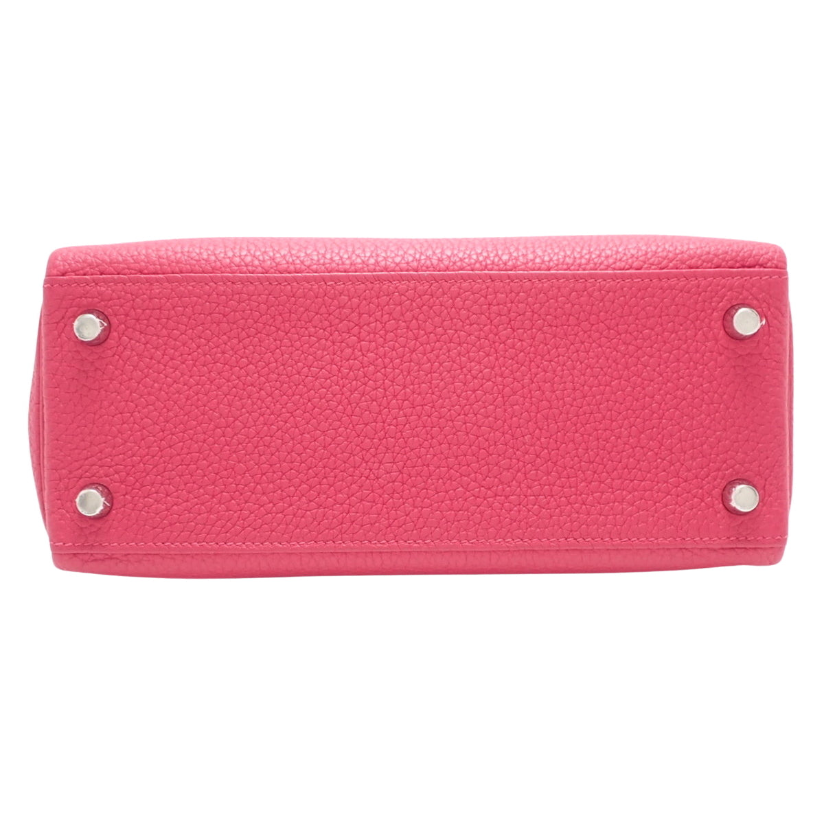 Kelly 25 (inner-stitched) Togo leather, Framboise color, silver hardware, U stamp.