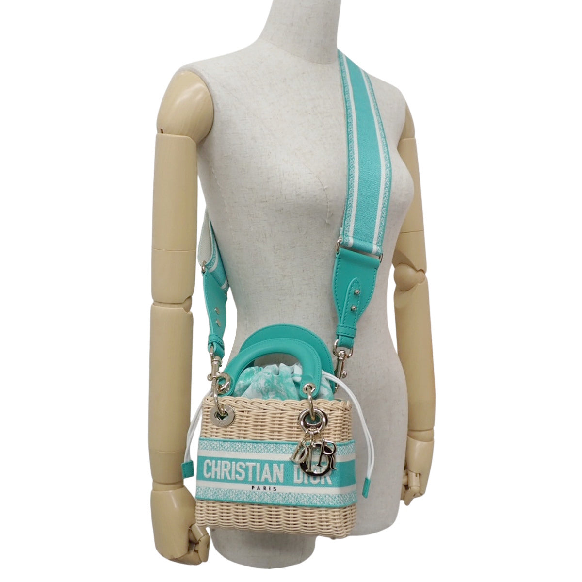 Lady Dior 藤编迷你包 绿色象牙色