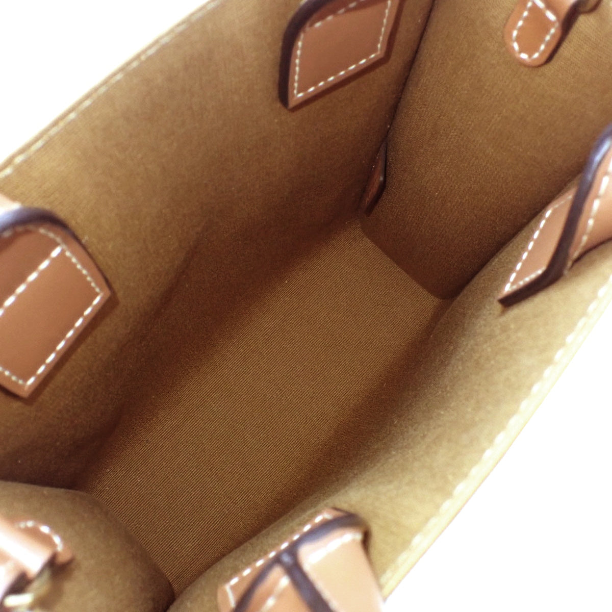 Mini Vertical Cabas Calfskin Triomphe Canvas Beige Brown 194372FLB.02GR