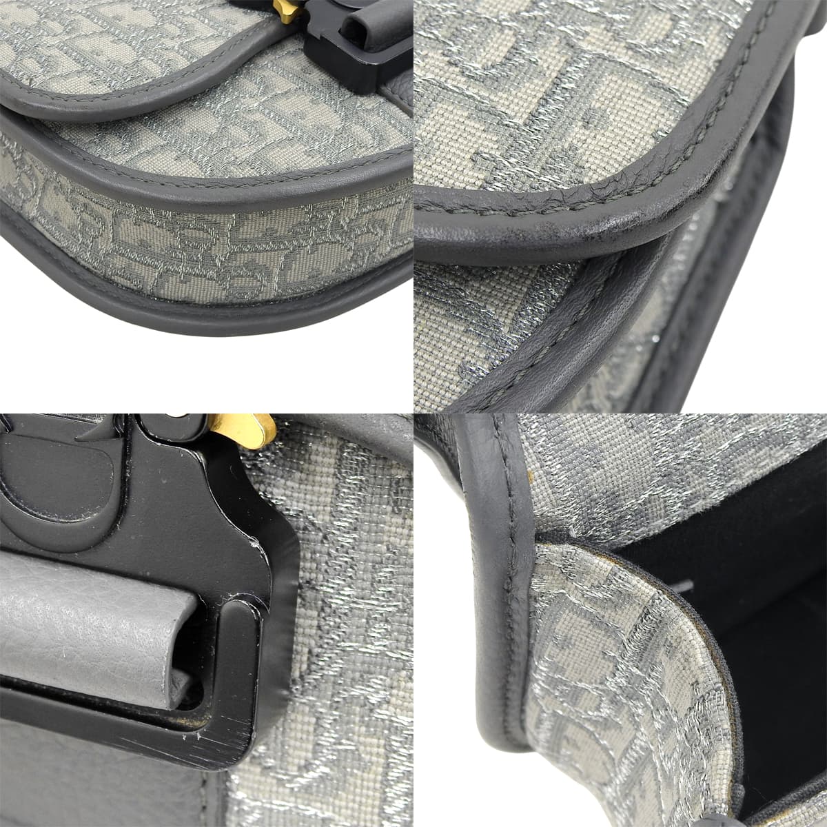 Dior Oblique Jacquard Gallop 迷你包,帆布和皮革材质,灰色和银色,1ADO033DOS_H30Q