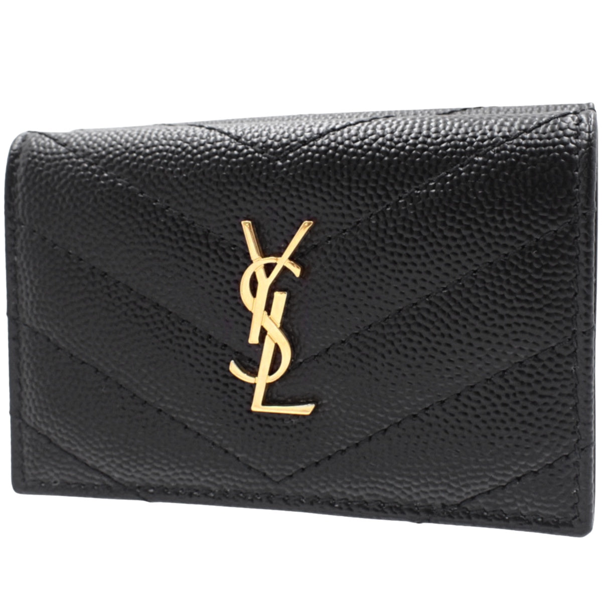 Cassandre Matelasse Origami Tiny Wallet, Calfskin, Black, 668274