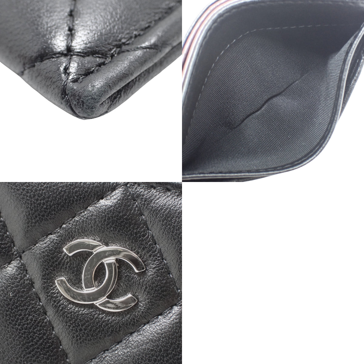 Matelasse Classic Card Case, Lambskin, Black, AP0213
