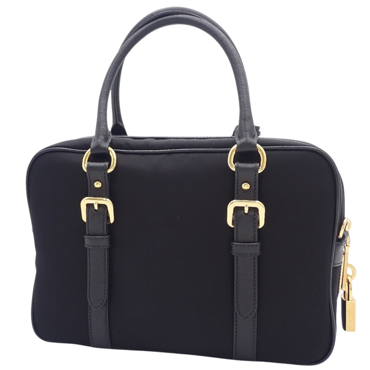 Nylon saffiano leather, Nero, 1BB088