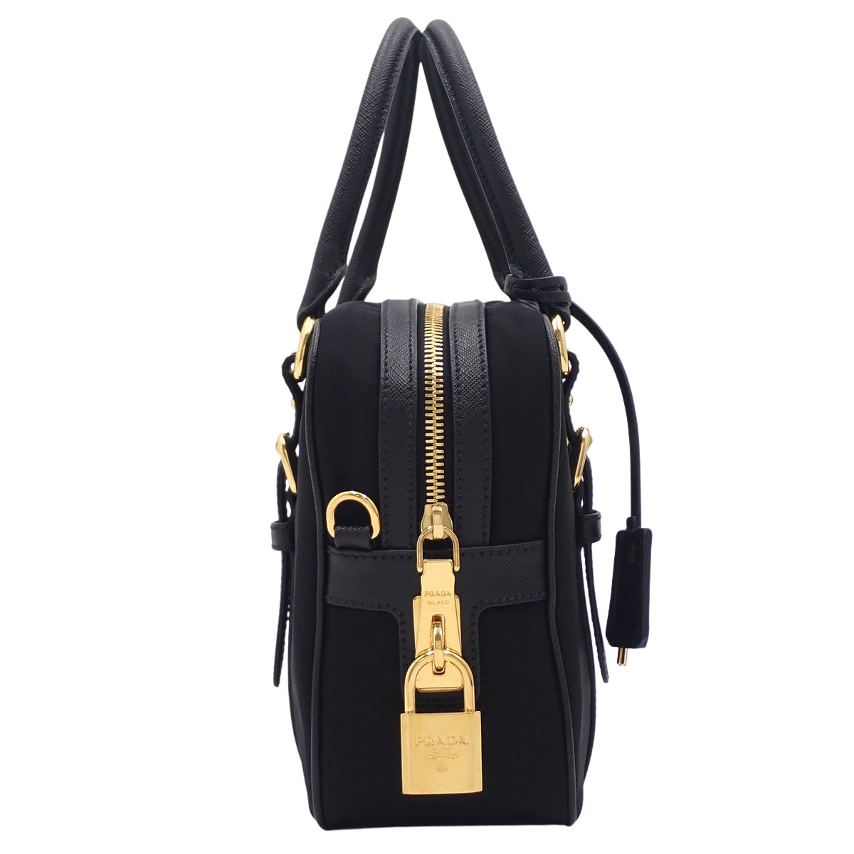 Nylon saffiano leather, Nero, 1BB088