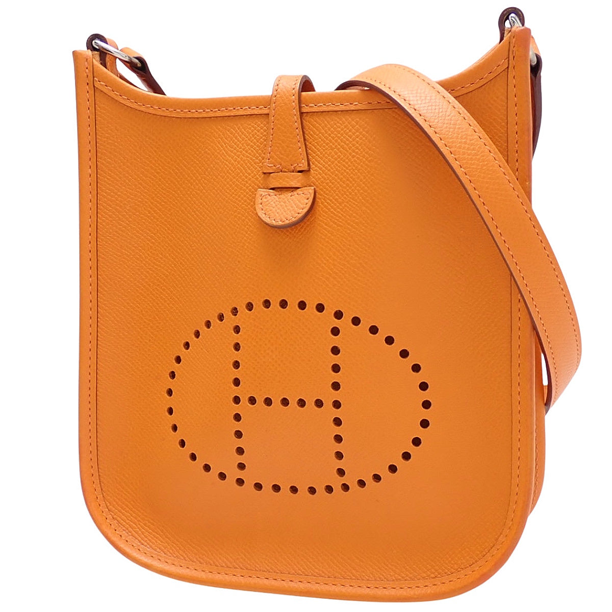 Evelyn TPM,Epsom 皮革,钯金配件,橙色,银色配件,印有 M 字样
