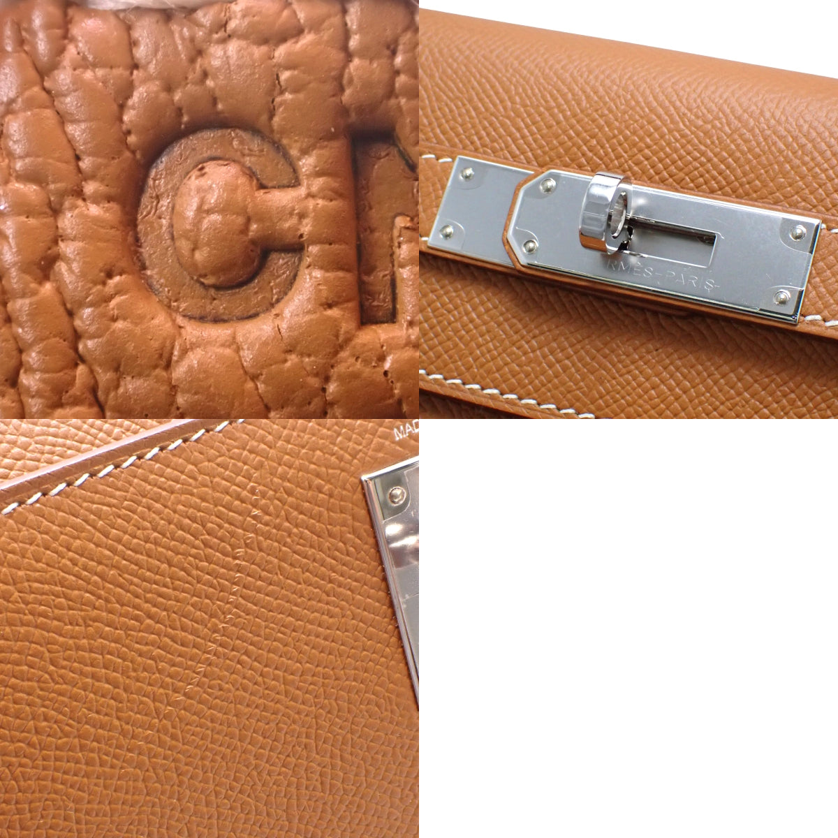 Kelly 28(外缝线)小牛皮,搭配钯金配件、金银双色配件和C字印记