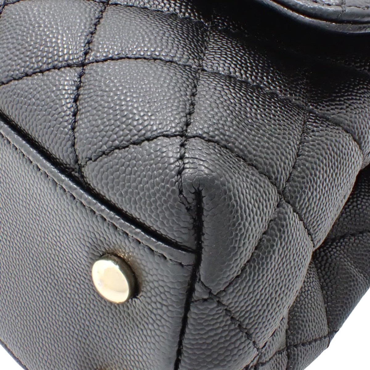 Matelasse Coco Handle Flap Bag, Caviar Skin, Black, A92990