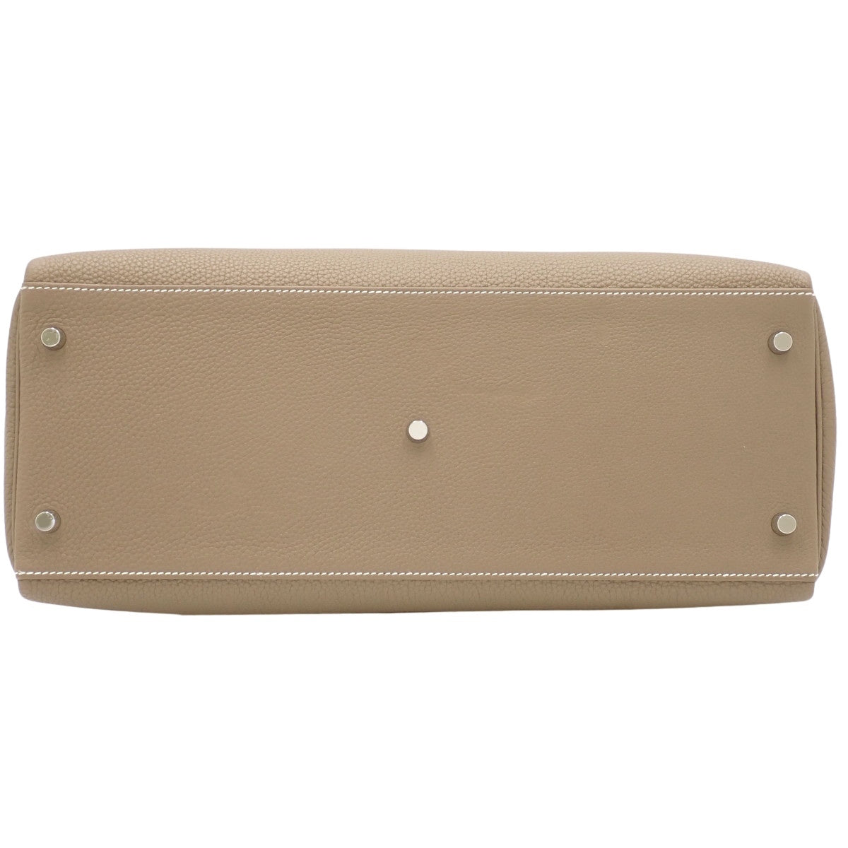 Maxi Kelly 42, Togo leather, palladium hardware, taupe/greyish-taupe, silver hardware, W stamp.