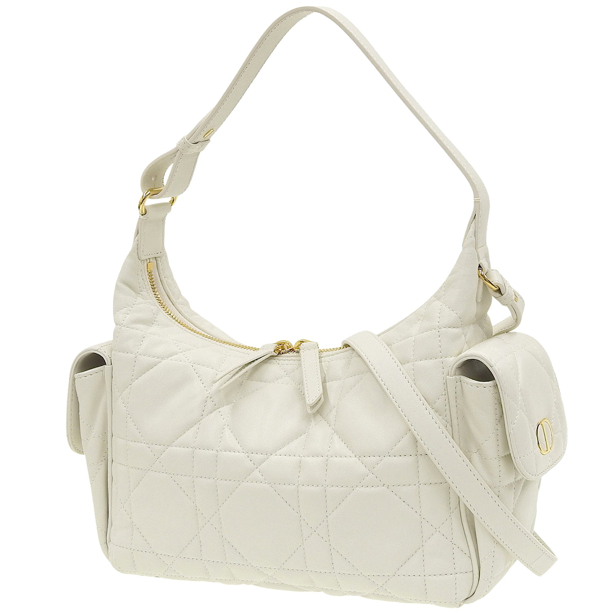 Cannage D-Dream Medium Lambskin Bag in Latte White, M6323UUVB_M030, 2-Way