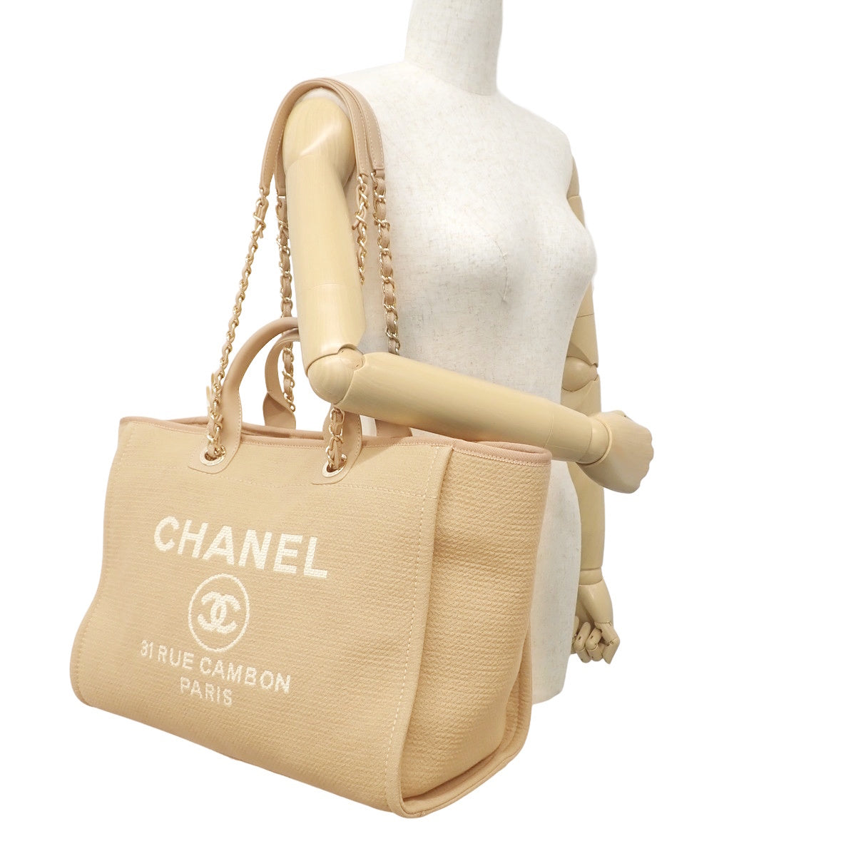 多维尔手提包GM 帆布 米色 A66941