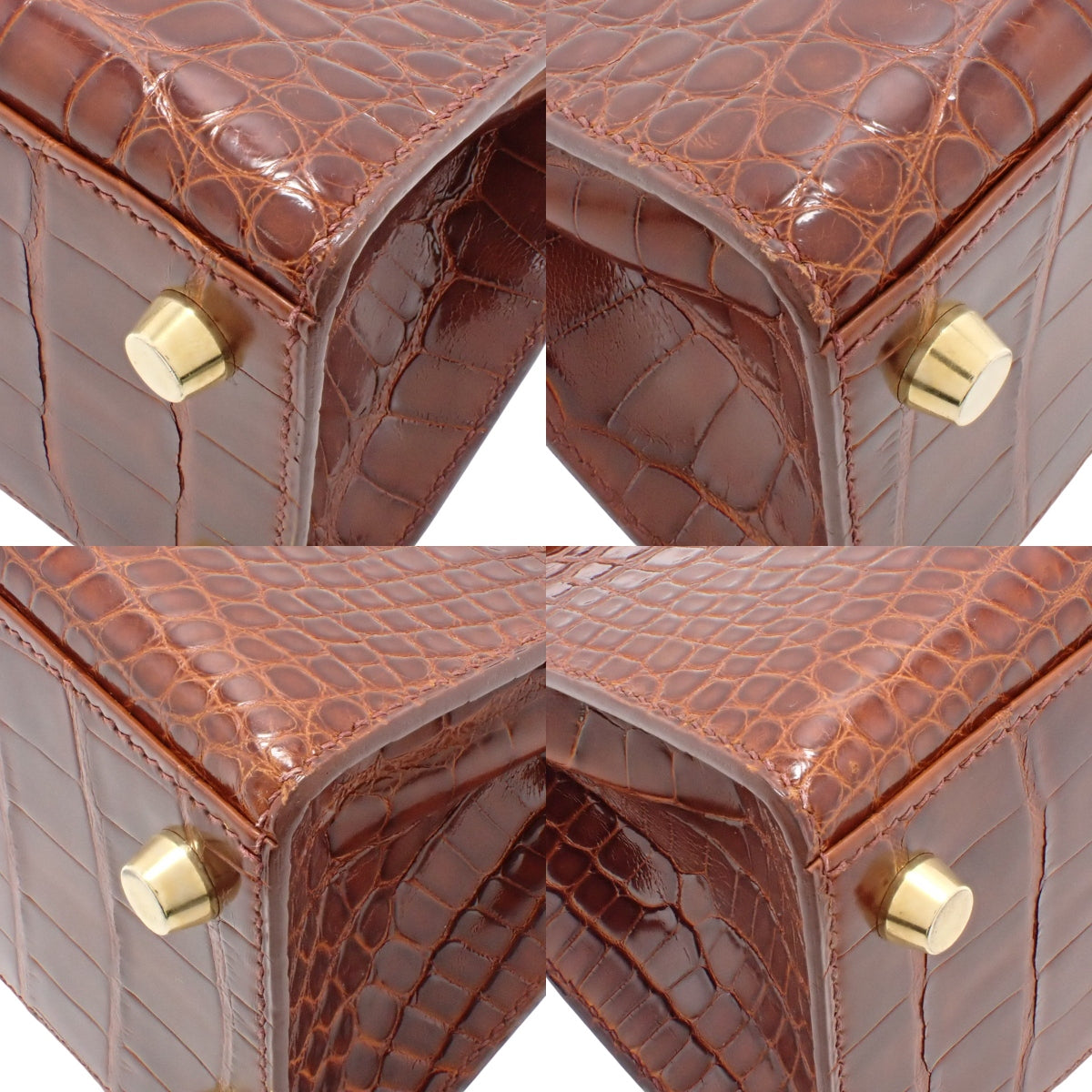 迷你凯莉包,鳄鱼皮/短吻鳄皮,金色五金配件,D字印记