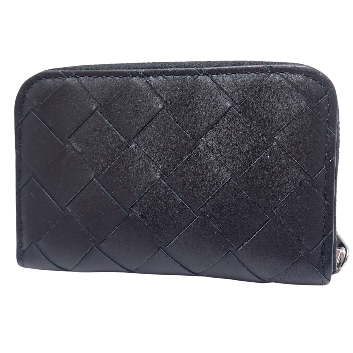 Intrecciato zip-around coin purse, calfskin, black, 620348VCPQ48803