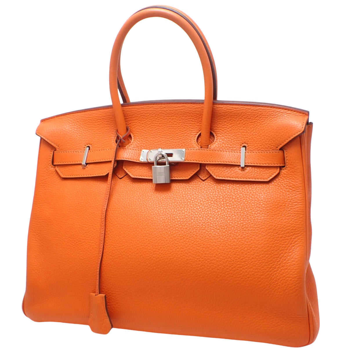 Birkin 35 Togo 橙色银色五金件 O 印章